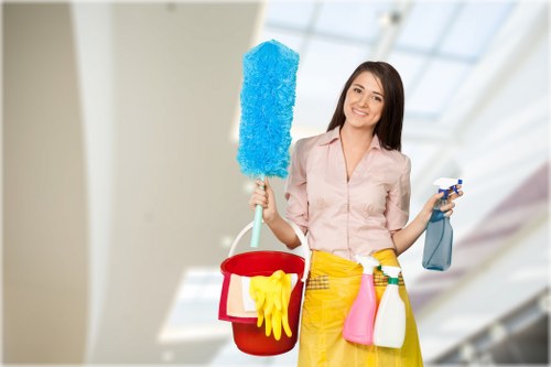 Professional cleaning of stairs and hallway in a communal block